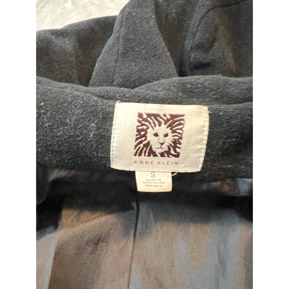 Anne Klein Womens Jacket S Black Hooded‎ Wool Blend CoatFull Zip Lined - Picture 3 of 9